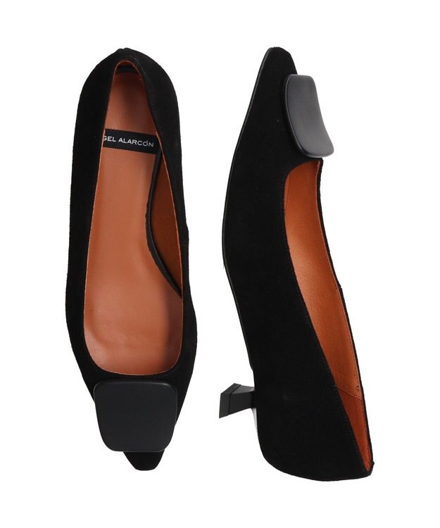 INTER-CHAUSSURES 【ANGEL ALARCON】ポインテッドトウオーナメントパンプス ブラックスウェード