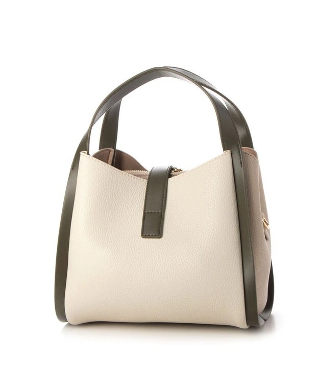 UNBILLION cachecache 3レイヤーヒネリ金具2wayトート アイボリーカーキ