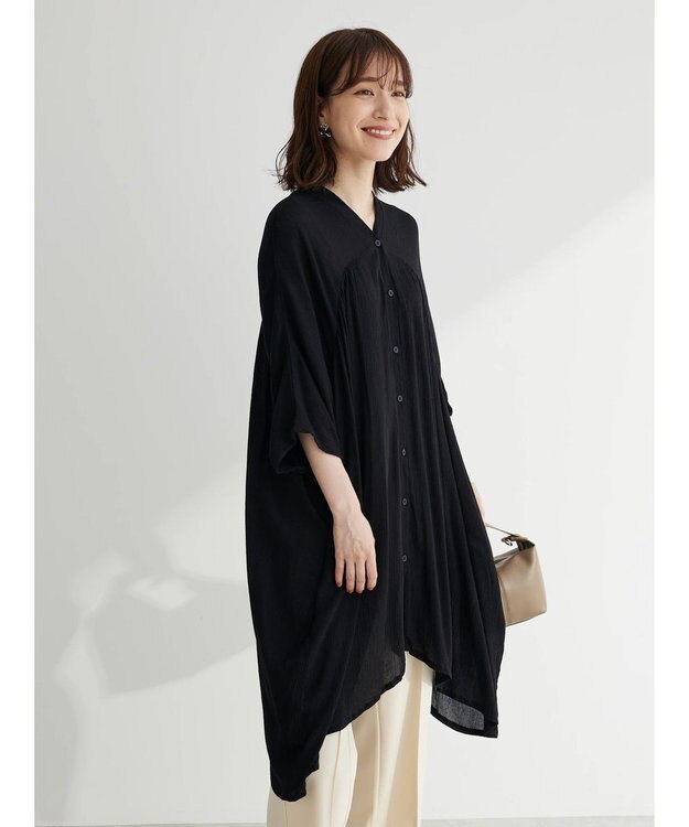 Green Parks Ｉ　レーヨンクレープチュニック Black