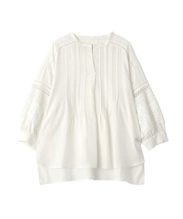 YECCA VECCA レース切替スキッパーブラウス Off White