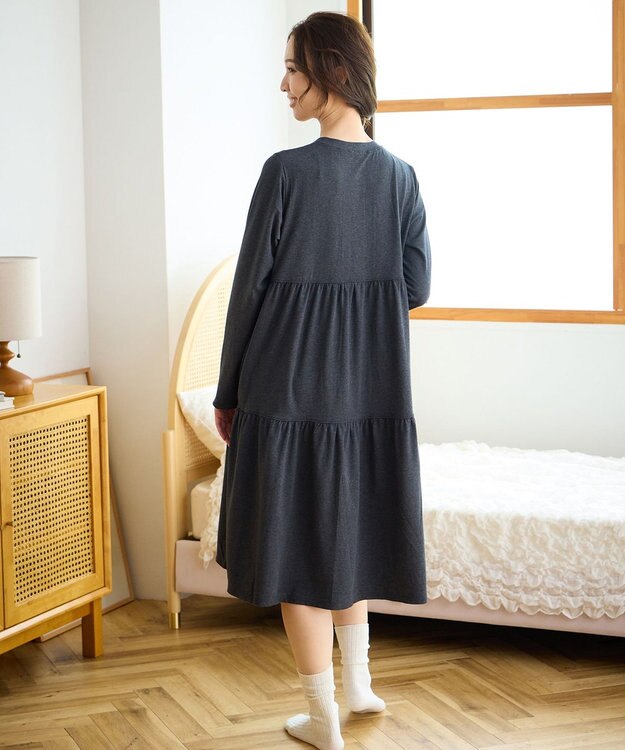 tsumori chisato SLEEP ツモリチサト ワンピース 長袖 ルームウェア 綿混(本体) レディース UNX555 /ワコール ブラック