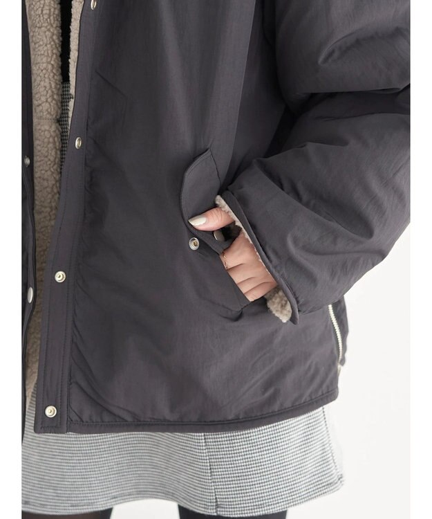 earth music&ecology リバーシブルボアブルゾン Mocha