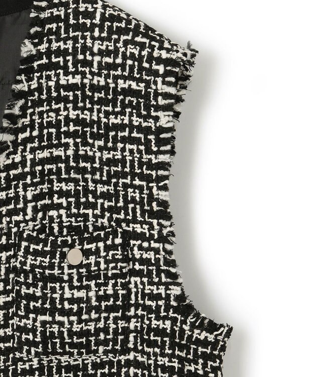 ICB ライトツイード ジレ オフホワイト×ブラック系