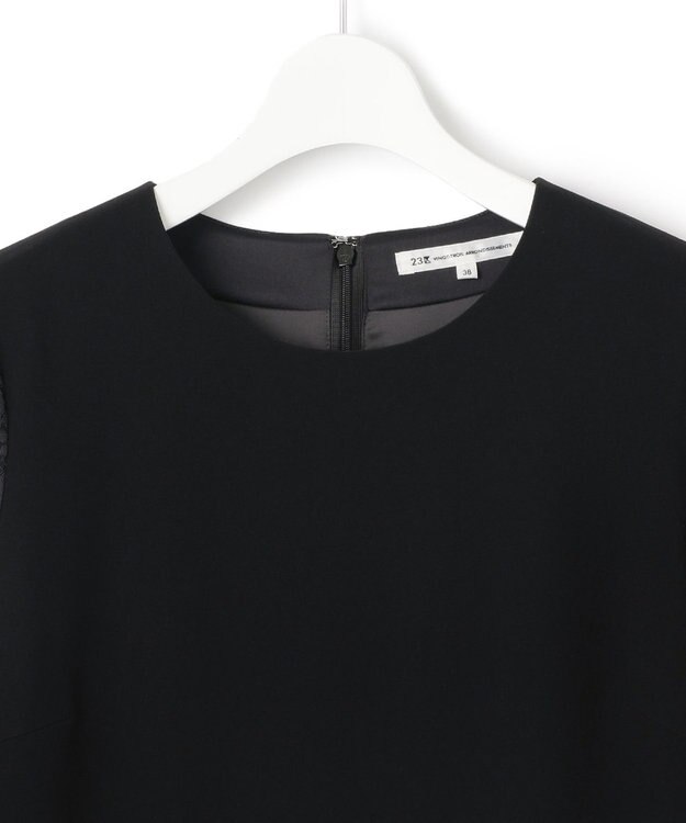 23区 【洗える】トリアセダブルジョーゼット ワンピース ブラック系