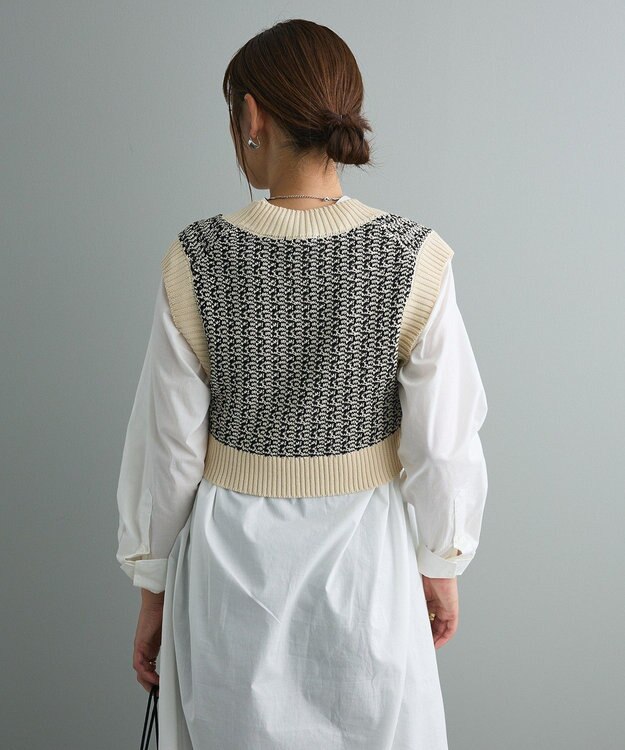 CRAFT STANDARD BOUTIQUE ジャガードショートニットベスト Light Beige