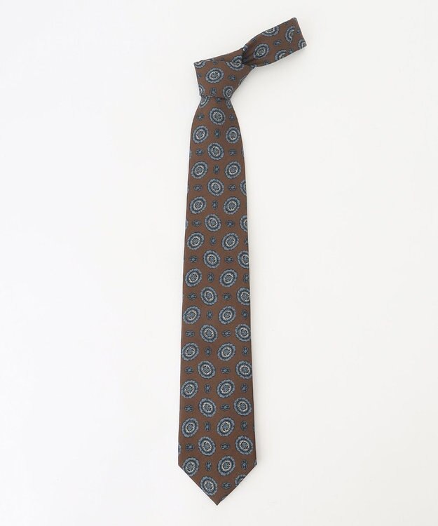 JOSEPH ABBOUD 【日本製】フラワークレストパターン ネクタイ ダークブラウン系2