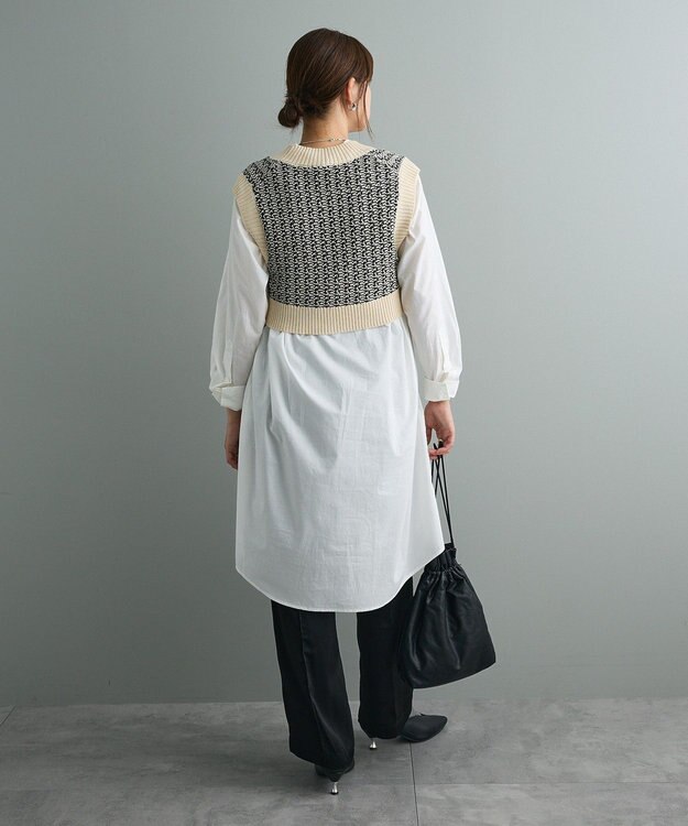 CRAFT STANDARD BOUTIQUE ジャガードショートニットベスト Light Beige