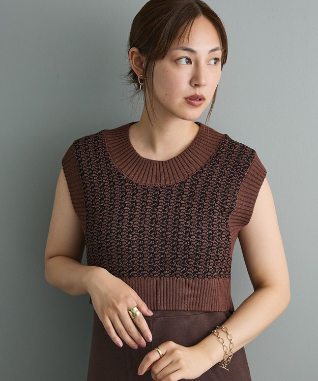 CRAFT STANDARD BOUTIQUE ジャガードショートニットベスト Brown