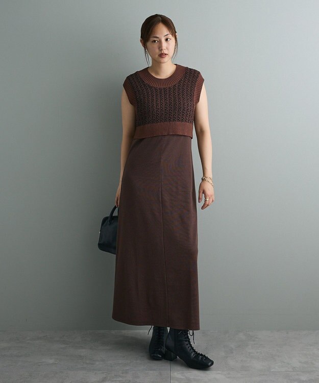 CRAFT STANDARD BOUTIQUE ジャガードショートニットベスト Brown