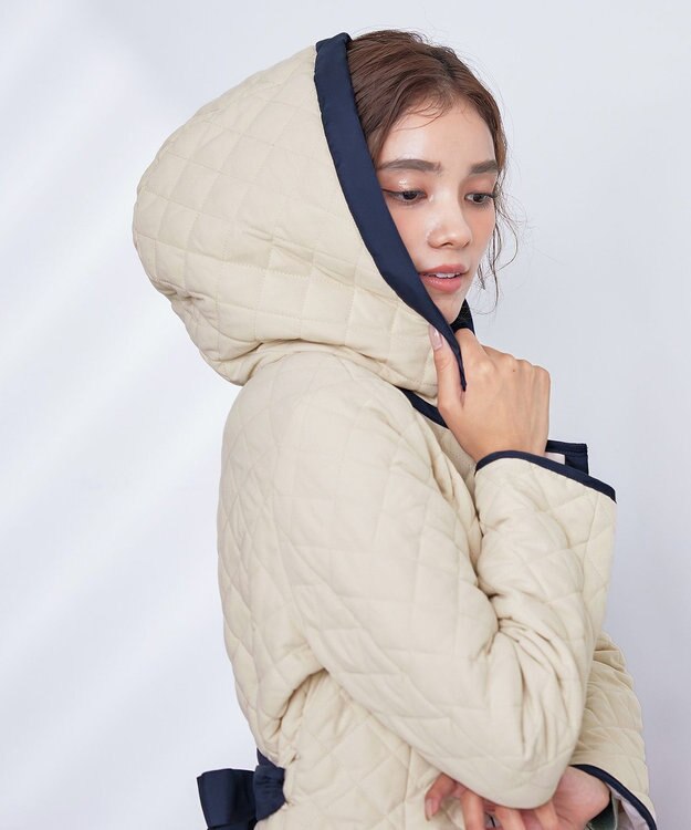 Tiaclasse ピーチスキン2wayキルティングロングコート アイボリー