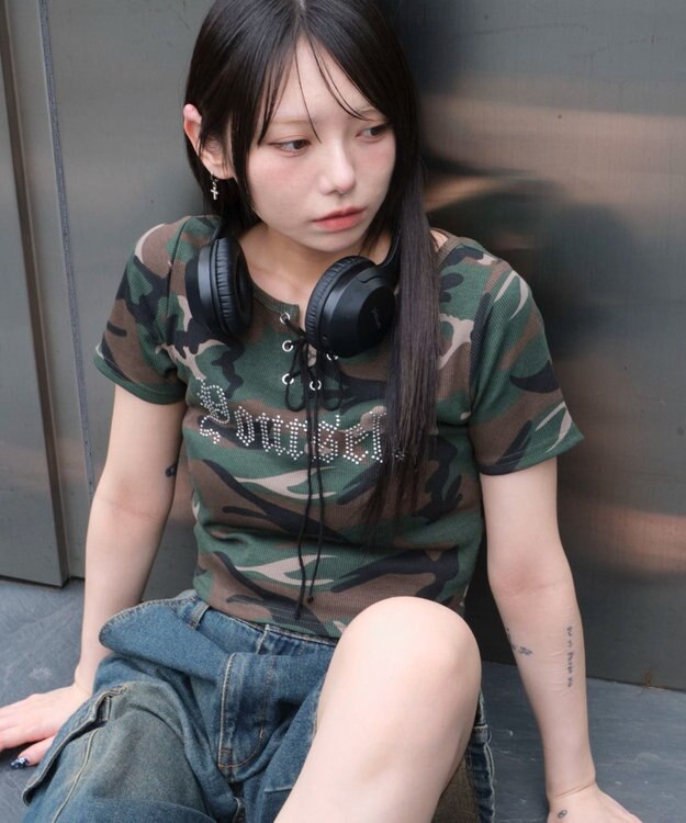 WEGO グラフィックレースアップちびT 柄3