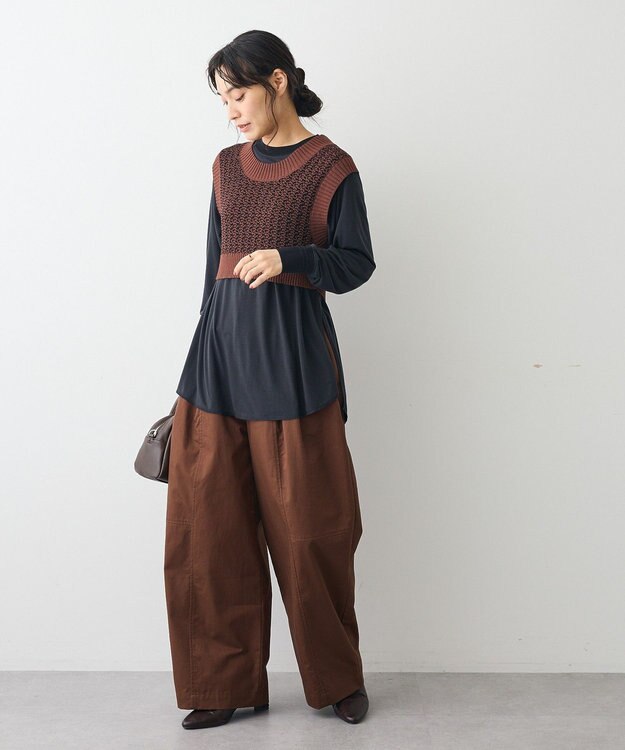 CRAFT STANDARD BOUTIQUE ジャガードショートニットベスト Brown