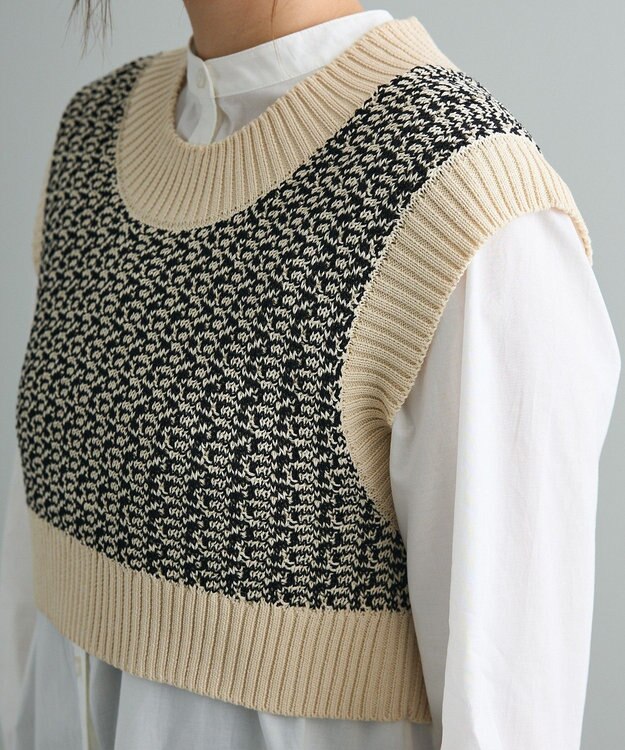 CRAFT STANDARD BOUTIQUE ジャガードショートニットベスト Light Beige