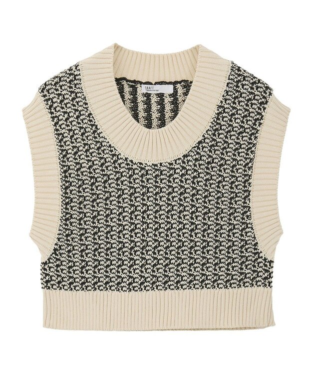 CRAFT STANDARD BOUTIQUE ジャガードショートニットベスト Light Beige