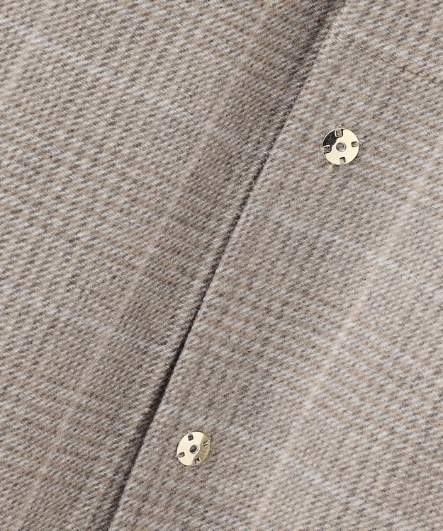 自由区 L 【17号サイズまで展開・カタログ掲載】ウールリバーチェック柄ノーカラー コート モカチェック