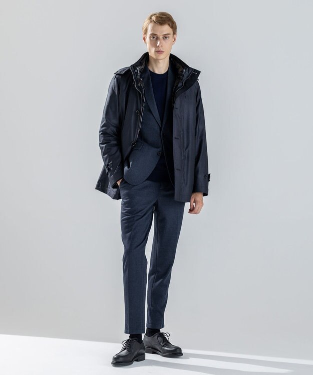 JOSEPH HOMME 新素材【4WAY】ライトラスターシャンブレー　ダウンコート ネイビー系