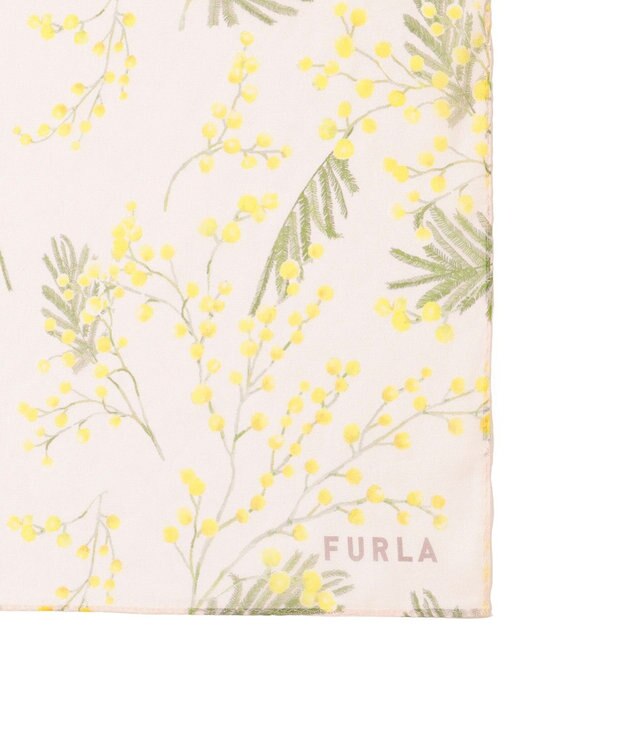 MOONBAT 【シルク100%】FURLA (フルラ) ミモザ シルクシフォンプリントスカーフ 150cm×35cm  手洗い可能 ペールピンク