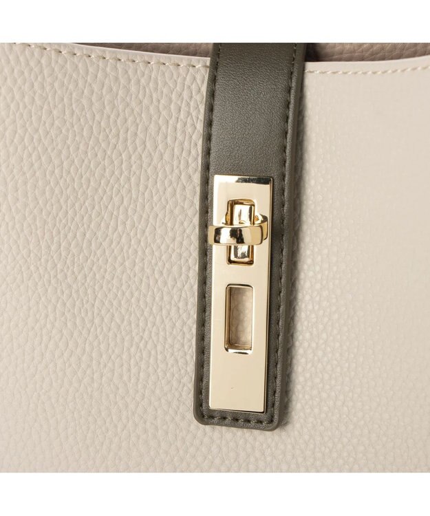 UNBILLION cachecache 3レイヤーヒネリ金具2wayトート アイボリーカーキ