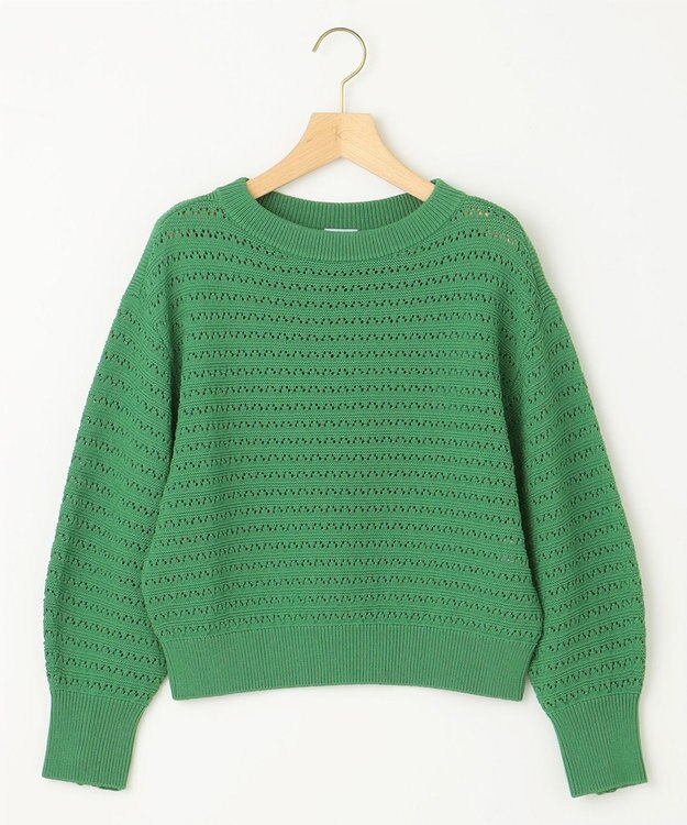 組曲 S 編地切替ドルマンプルオーバー ニット グラスグリーン系