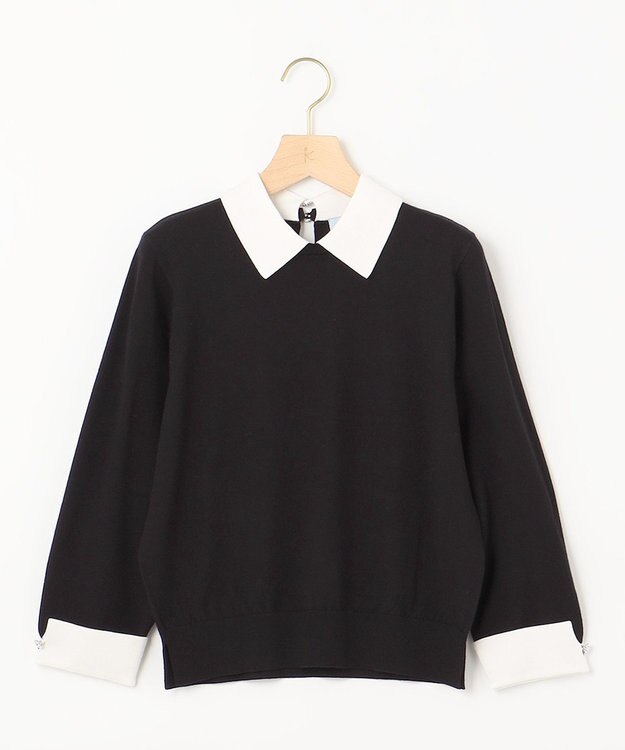 組曲 Elena襟付きニットプルオーバー ブラック系