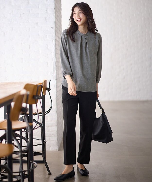 ANY 【洗濯機可】ボータイブラウス ブラック