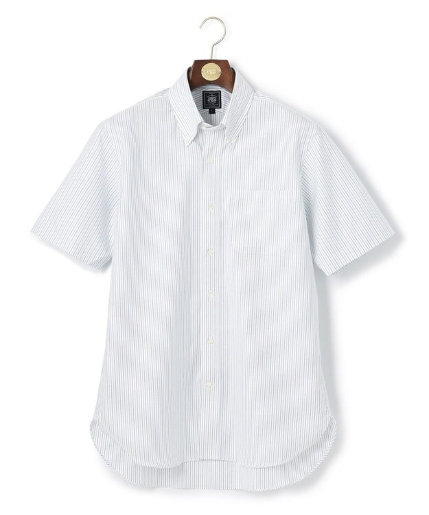 J.PRESS MEN 【PREMIUM PLEATS / 形態安定】ターコイズストライプ 半袖シャツ / B.D. ターコイズブルー系1
