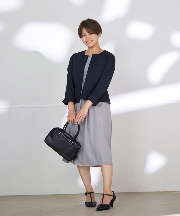 Tiaclasse 【洗える】スタイルアップも叶うピンタックワンピース グレー