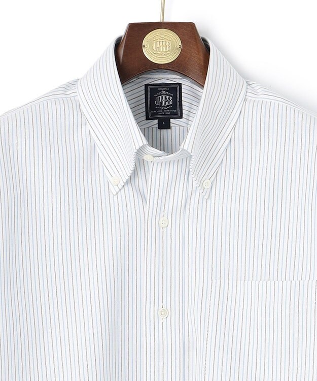 J.PRESS MEN 【PREMIUM PLEATS / 形態安定】ターコイズストライプ 半袖シャツ / B.D. ターコイズブルー系1