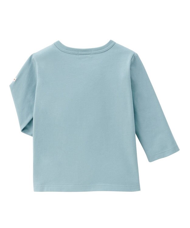 MIKI HOUSE HOT BISCUITS 【70-120cm】【Everyday Series】ワンポイント 長袖Tシャツ ストームブルー