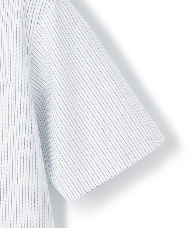 J.PRESS MEN 【PREMIUM PLEATS / 形態安定】ターコイズストライプ 半袖シャツ / B.D. ターコイズブルー系1