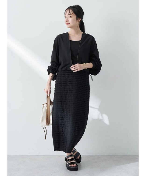 earth music&ecology シアーフードブルゾン Black