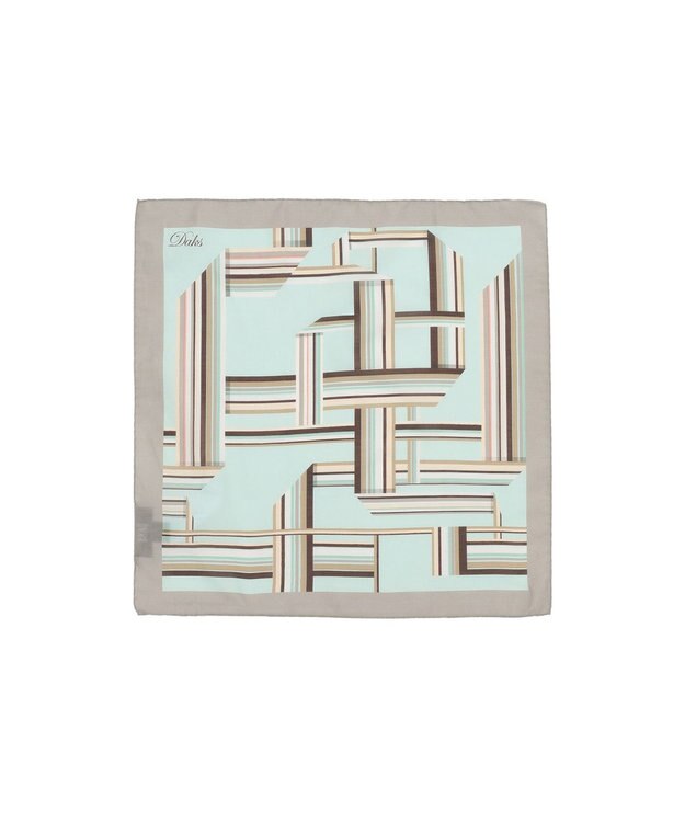 DAKS 綿シルク トラベレーターストライプ スカーフ（グリーン） シルトグリーン