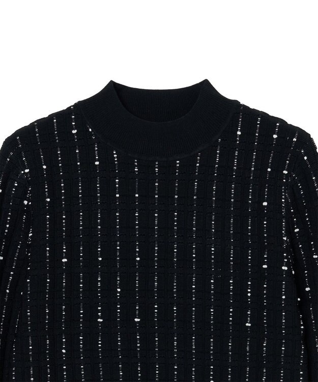 JOSEPH 【洗える】フラグメントストライプ　モックネックニット Black/Ivory