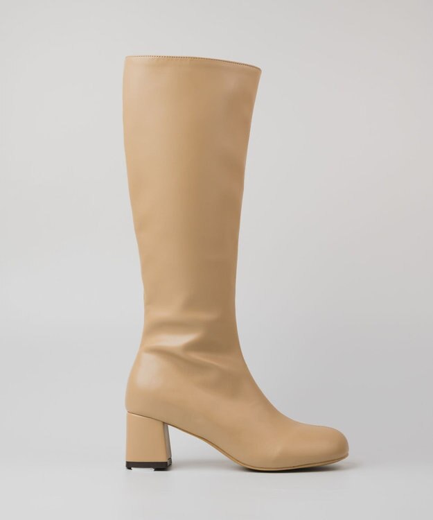 BONTRE 【PRECIEUX JOUET/プレシュウジュエ】オブリークジップロングブーツ ベージュ