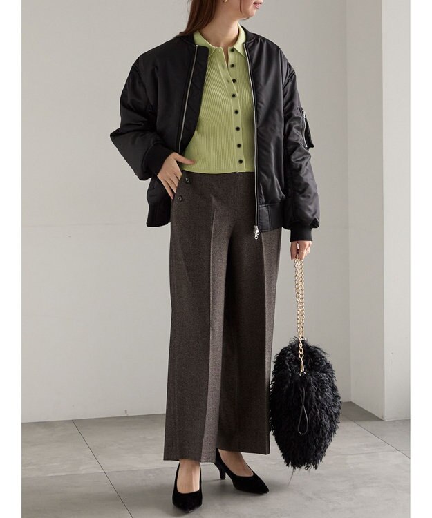 Te chichi ツイードワイドパンツ（セットアップ可） ブラウン
