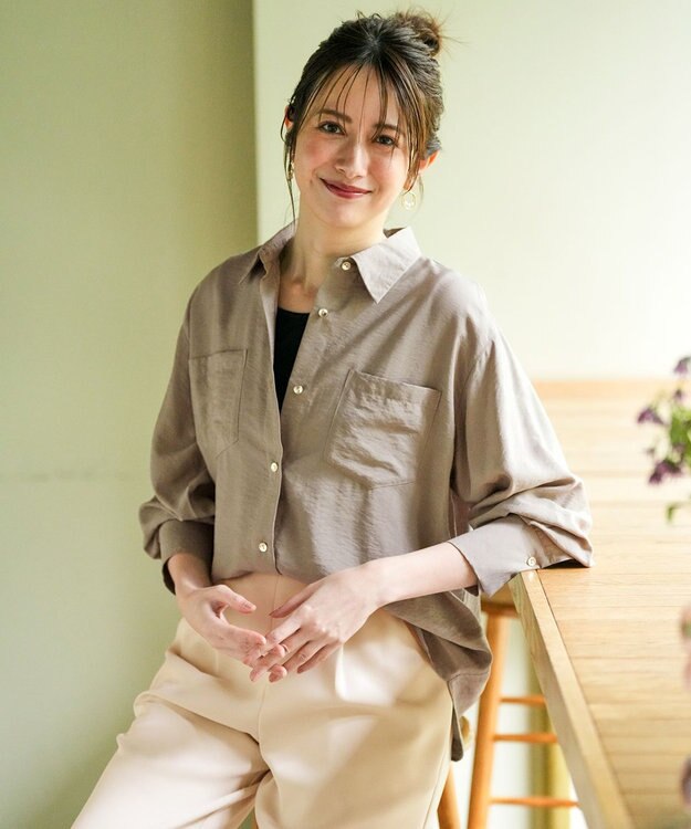 ANY SIS シアーダブルポケット シャツ モカ