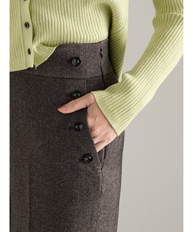 Te chichi ツイードワイドパンツ（セットアップ可） ブラウン