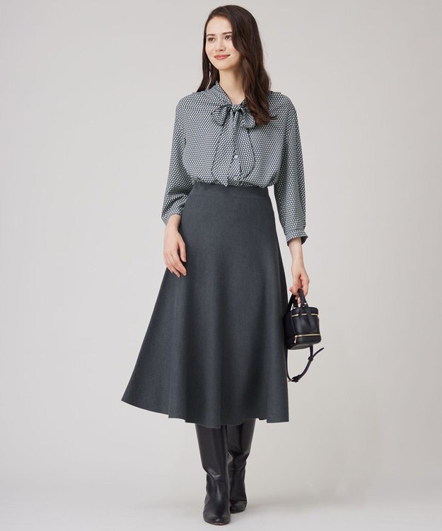 自由区 【洗える】ジオメトリックハートプリント ブラウス アクア系