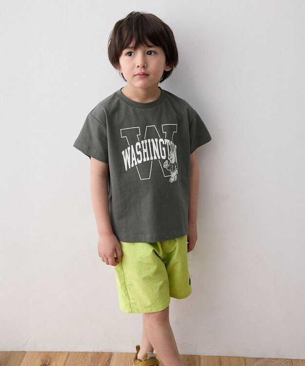 ANY KIDS ロゴプリント 半袖Tシャツ チャコール