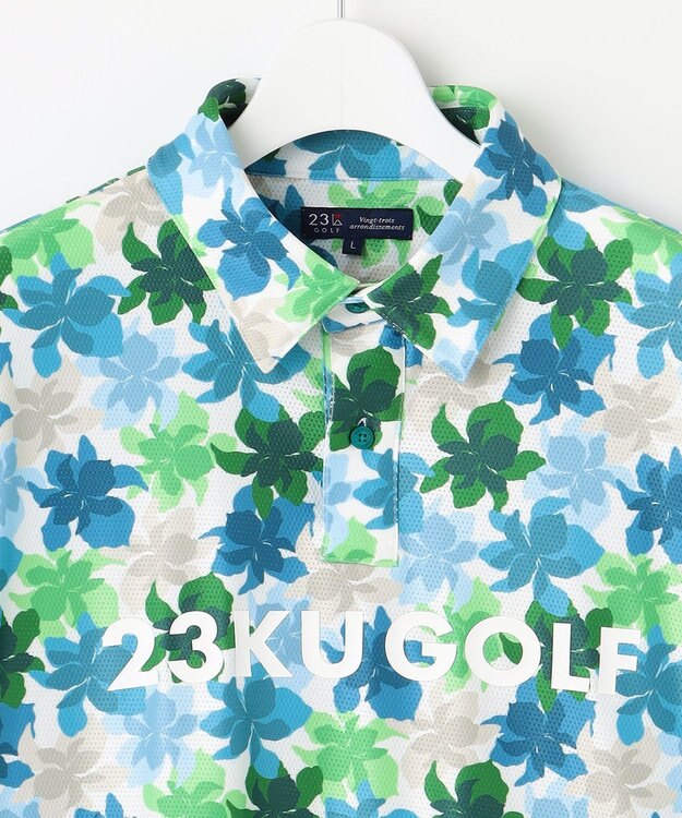 23区GOLF 【MEN】【UVカット】草花柄プリントポロシャツ パイングリーン系5