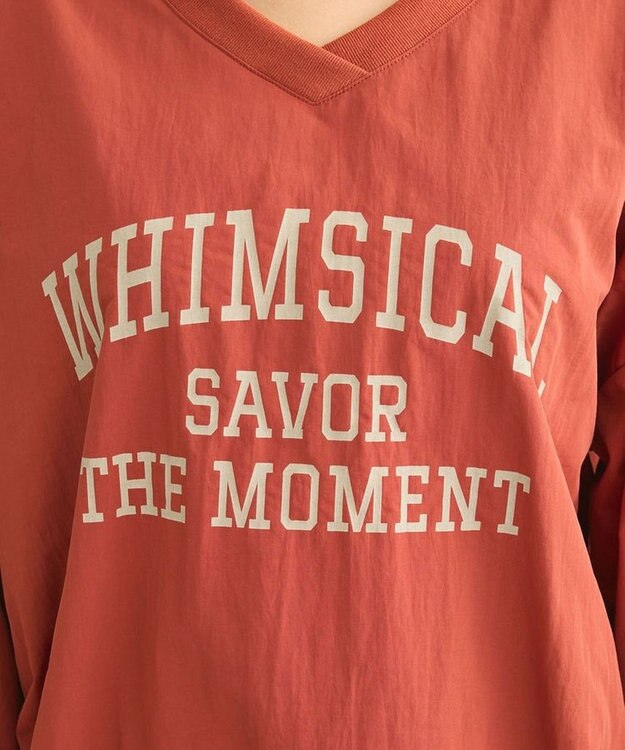 Green Parks ナイロンロゴＶネックプルオーバー Red