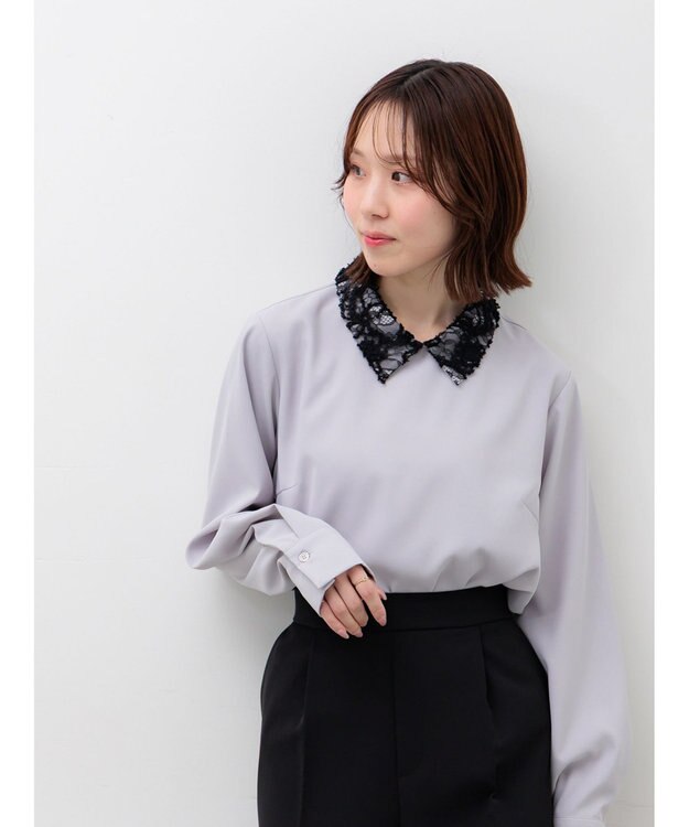 Te chichi レースカラーブラウス グレー