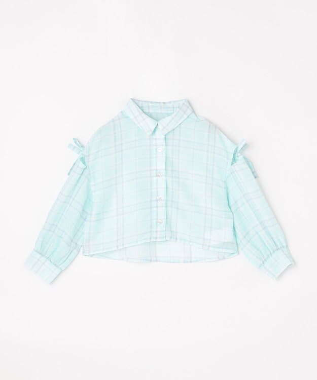 ANY KIDS シアーチェックシャツ サックスブルー