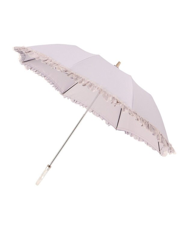 MOONBAT 【ランバン オン ブルー（LANVIN en Bleu）】晴雨兼用折りたたみ日傘　ビジュー付きオーガンジーフリル ライトパープル