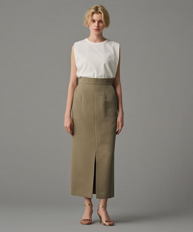 uncrave 【吸水速乾・洗濯機洗い可】エコ ドライ チノ Ｉラインスカート（uncrave STANDARD） ライトカーキ