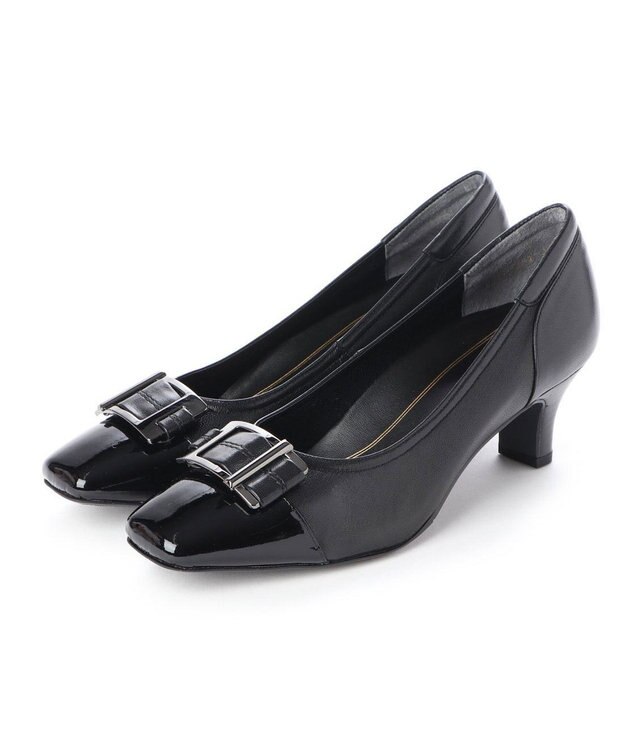 Riz raffinee <Riz raffinee>バックルモチーフコンビパンプス ブラック