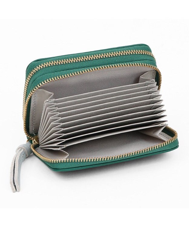 UNBILLION ペルケ perche / ドット型押し・ジャバラカードキーケース グリーン