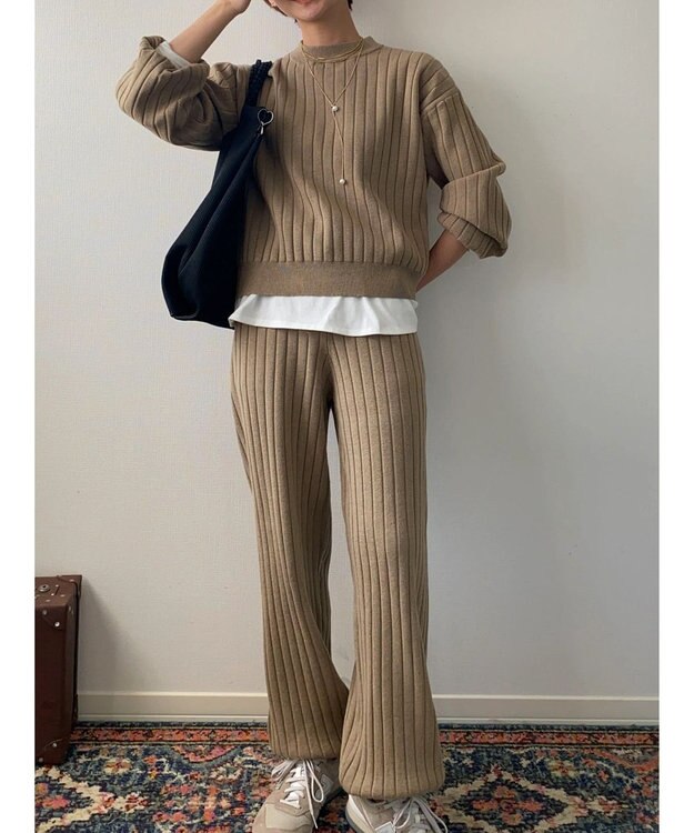 Green Parks リブニットプルオーバー Beige