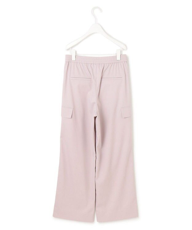 ICB 【洗える】ウォームサテン ワイドストレートカーゴパンツ ヘイズピンク系