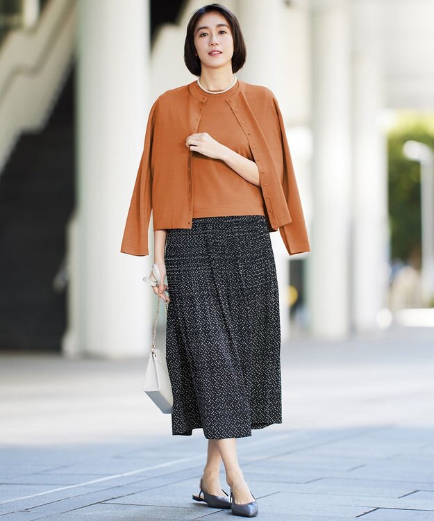 自由区 【アンサンブル対応・洗える】アセテートコットン カーディガン レッド